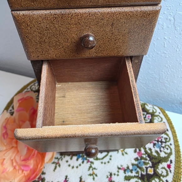 Vintage Wooden Heart Apothecary Organizer 6 Drawer Jewelry Box Cottage Decor - Picture 7 of 14